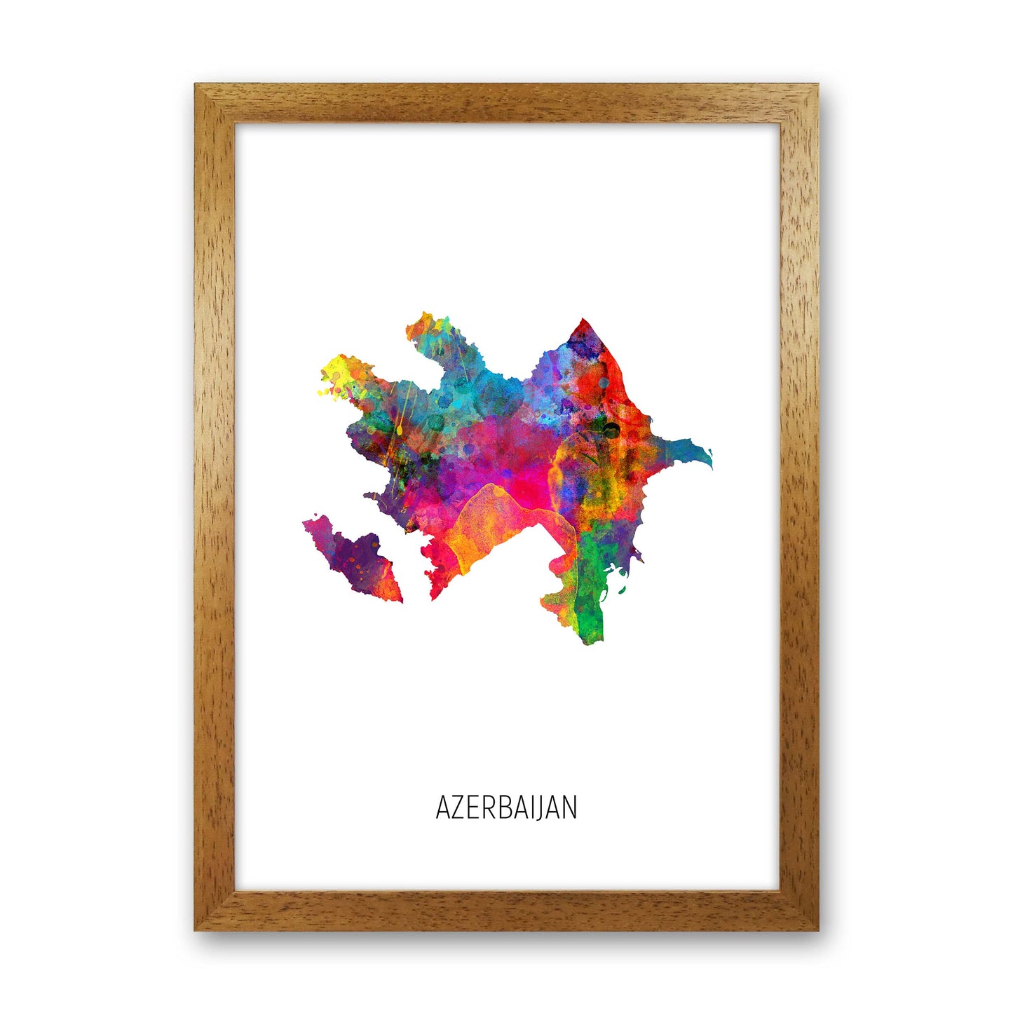 Azerbaijan Watercolour Map Art Print by Michael Tompsett Oak Grain