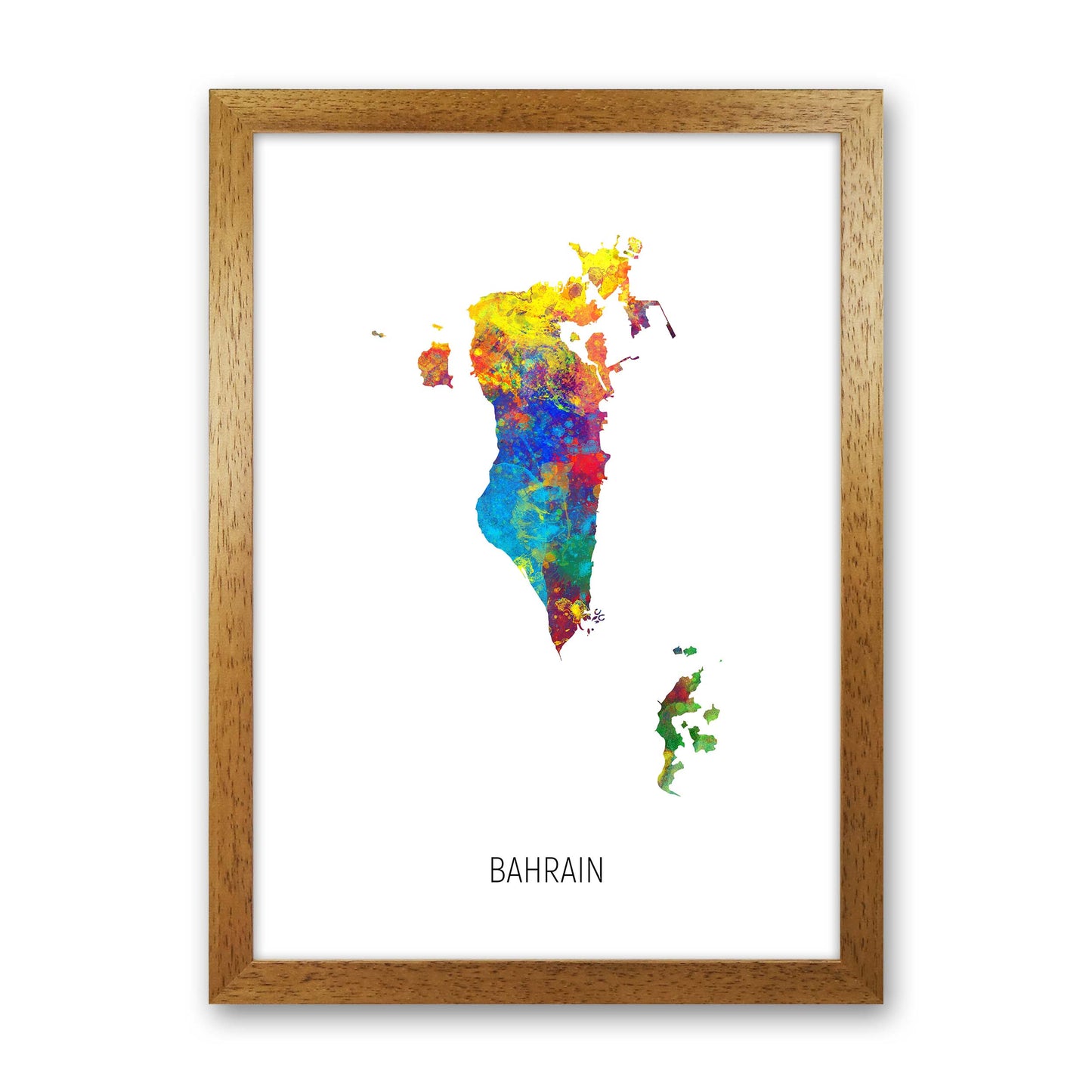 Bahrain Watercolour Map Art Print by Michael Tompsett Oak Grain