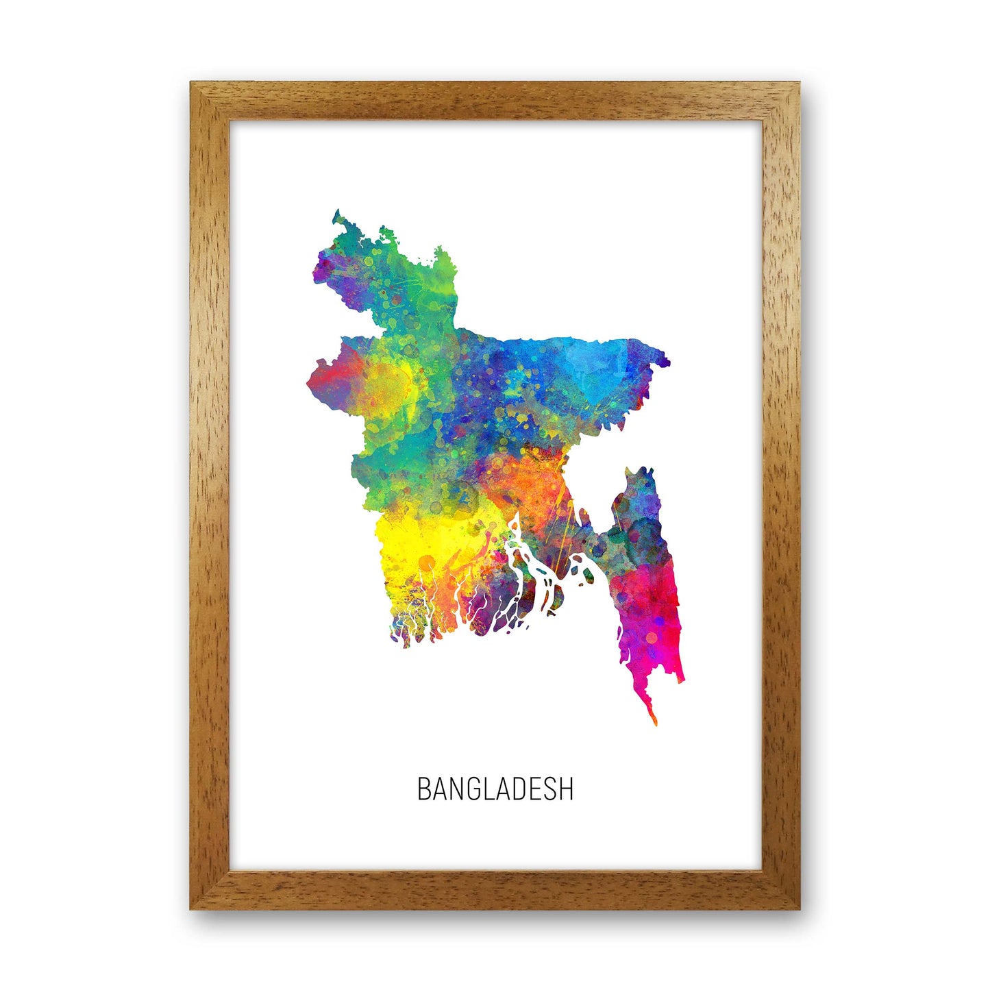 Bangladesh Watercolour Map Art Print by Michael Tompsett Oak Grain