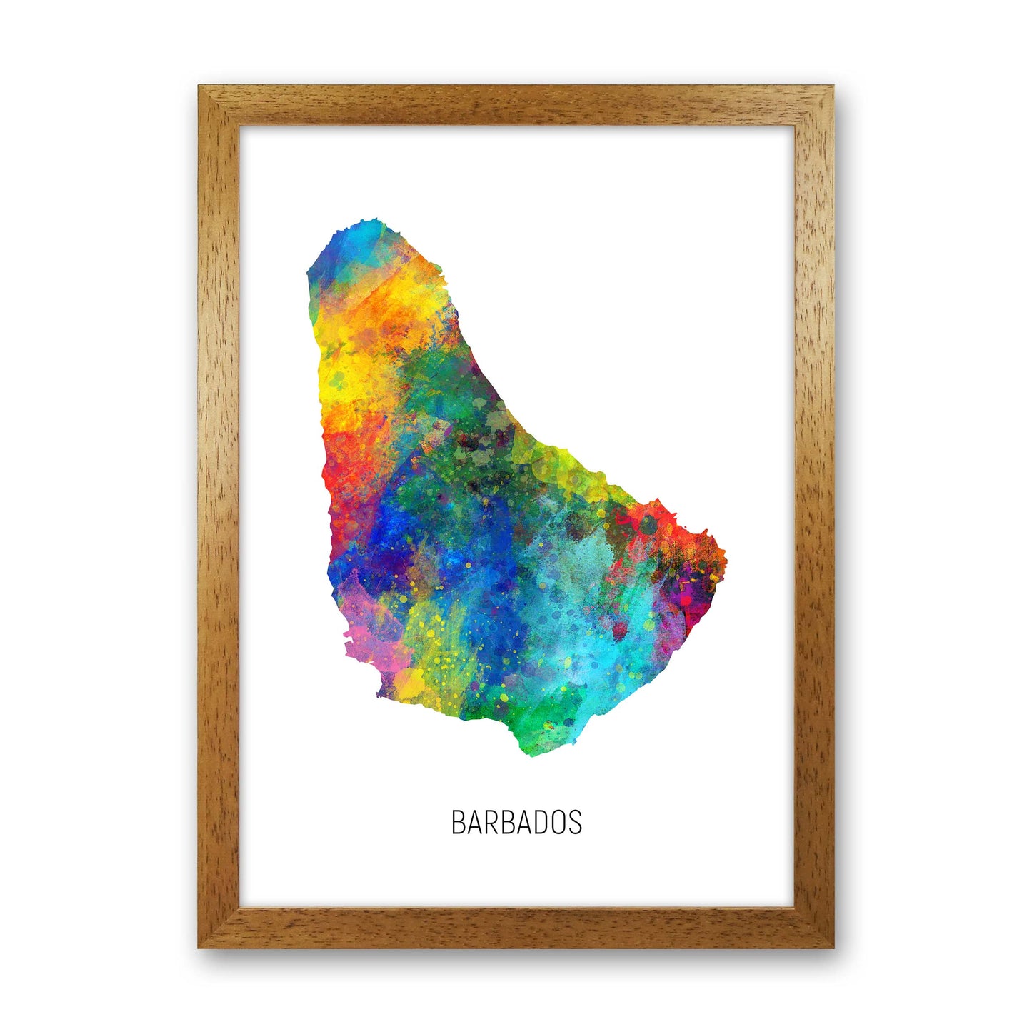 Barbados Watercolour Map Art Print by Michael Tompsett Oak Grain