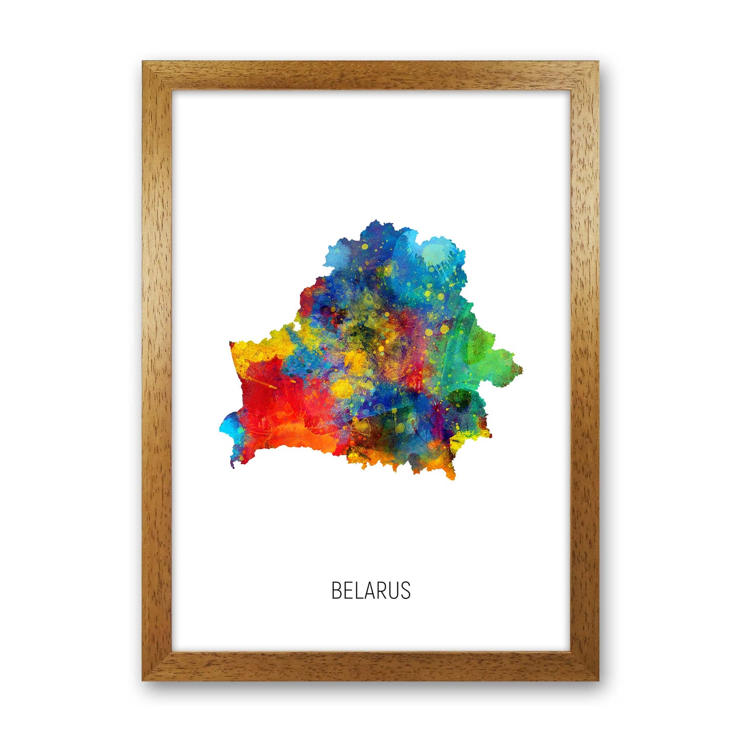 Belarus Watercolour Map Art Print by Michael Tompsett Oak Grain