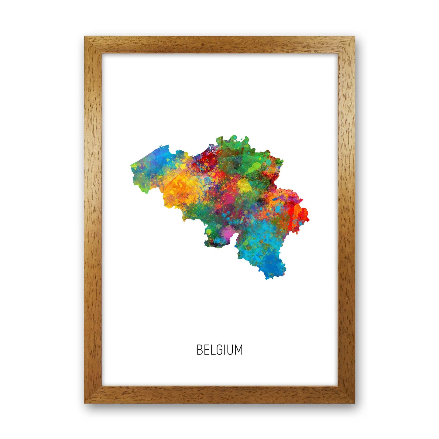 Belgium Watercolour Map Art Print by Michael Tompsett Oak Grain