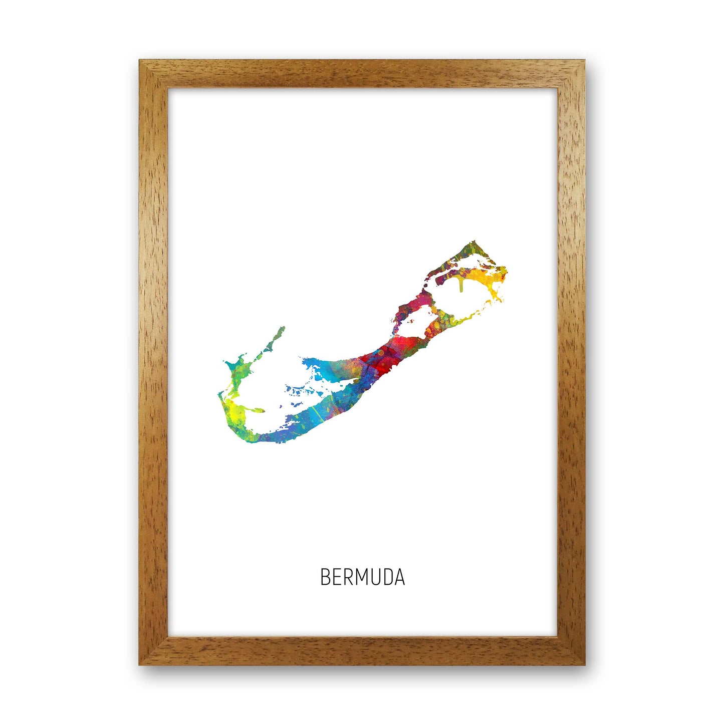 Bermuda Watercolour Map Art Print by Michael Tompsett Oak Grain
