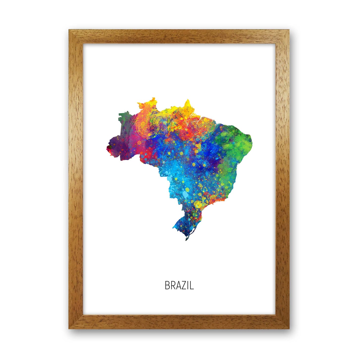 Brazil Watercolour Map Art Print by Michael Tompsett Oak Grain