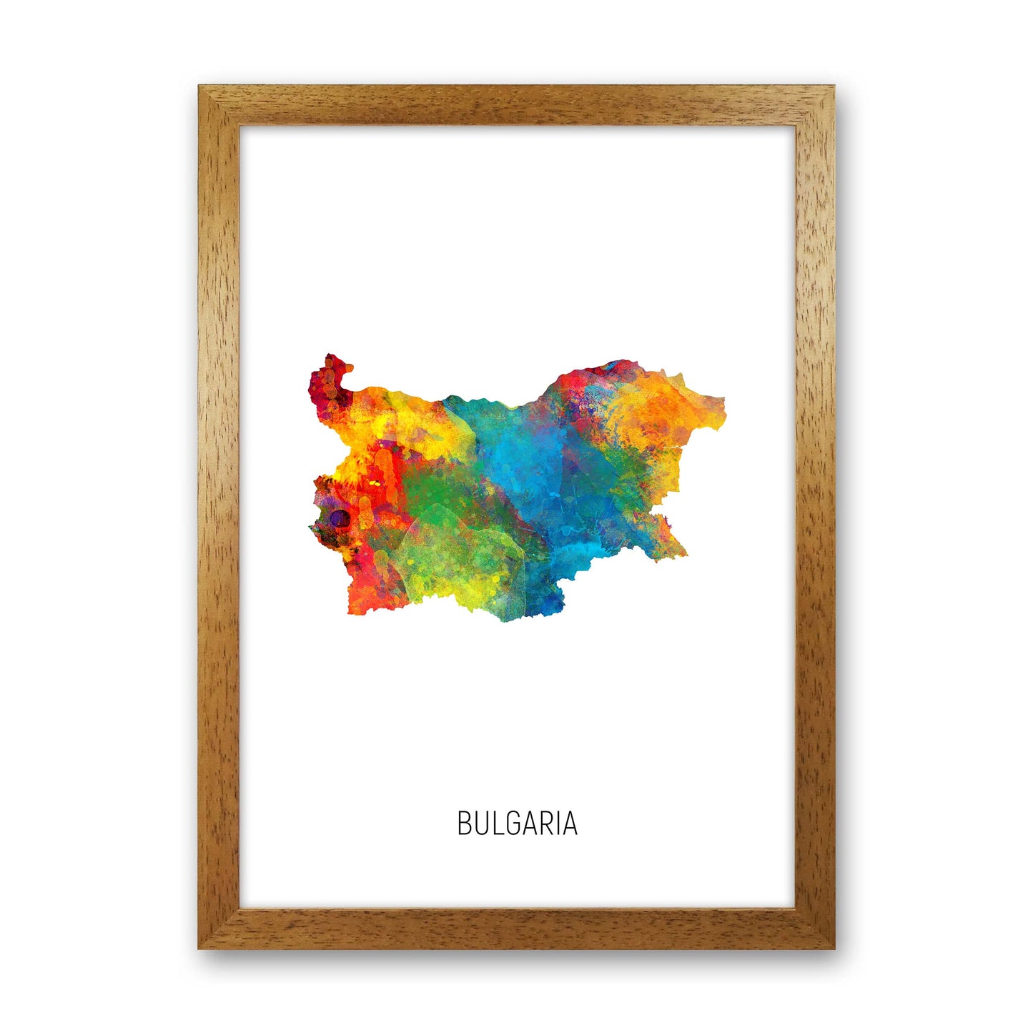 Bulgaria Watercolour Map Art Print by Michael Tompsett Oak Grain