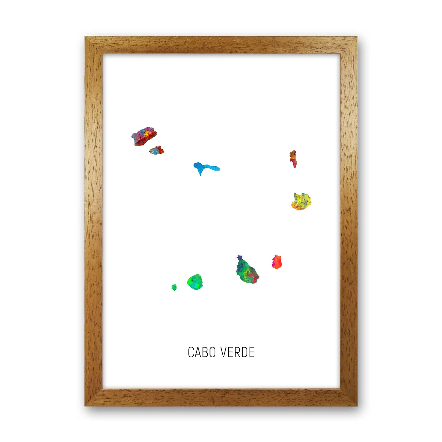 Cabo Verde Watercolour Map Art Print by Michael Tompsett Oak Grain