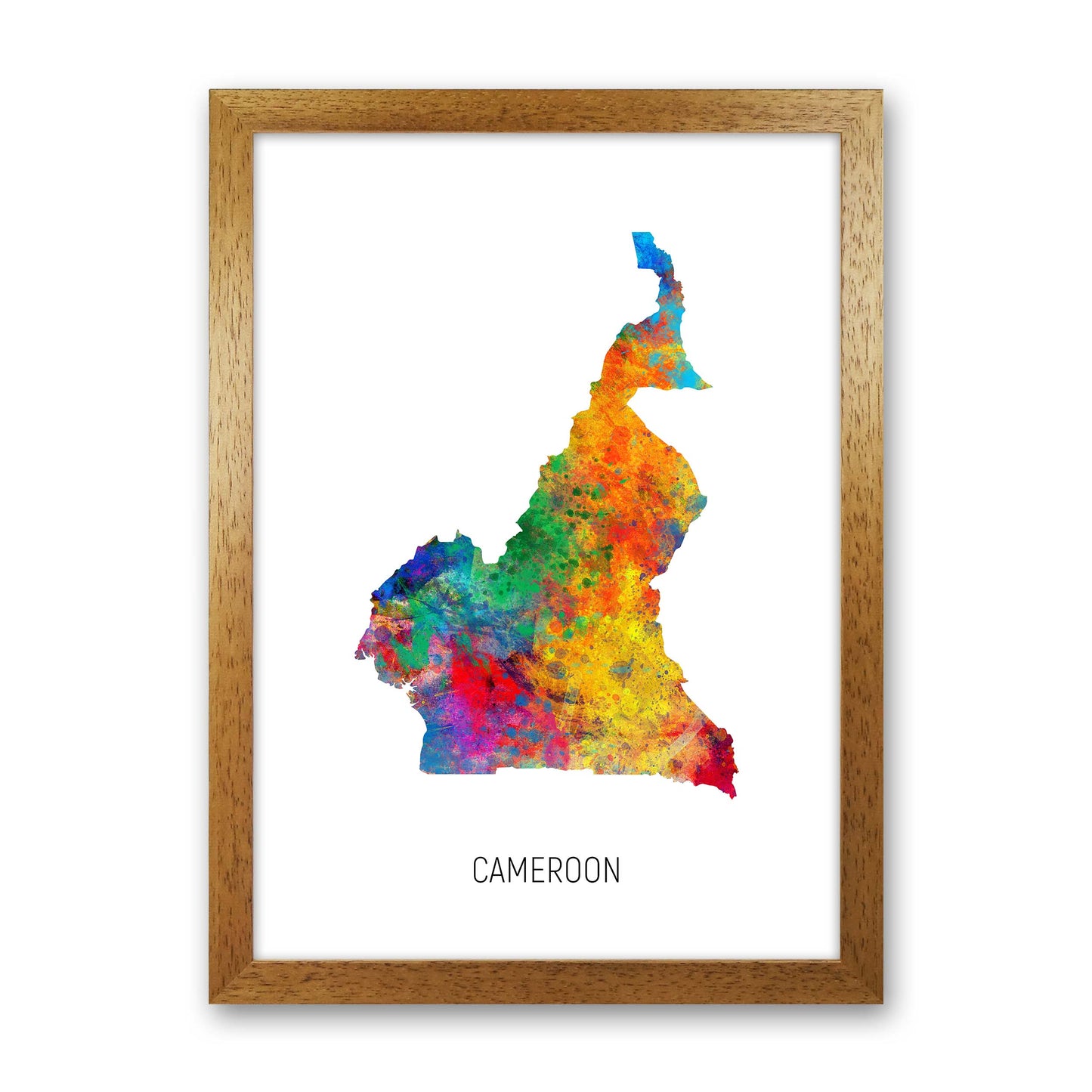 Cameroon Watercolour Map Art Print by Michael Tompsett Oak Grain