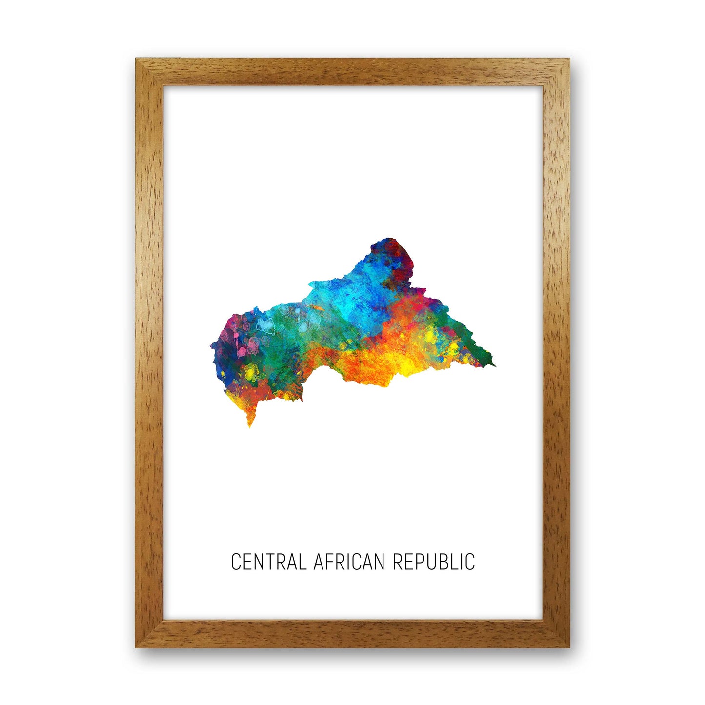 Central African Republic Watercolour Map by Michael Tompsett Oak Grain