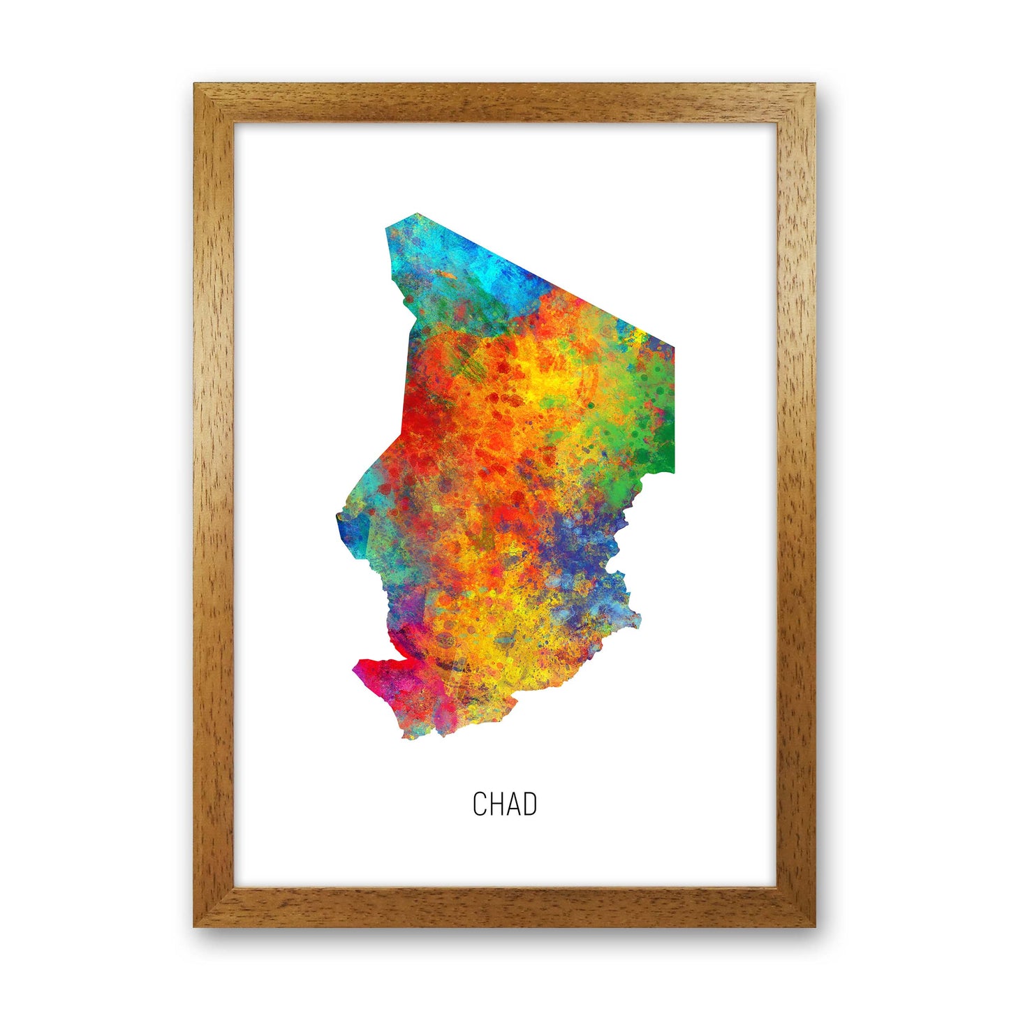 Chad Watercolour Map Art Print by Michael Tompsett Oak Grain