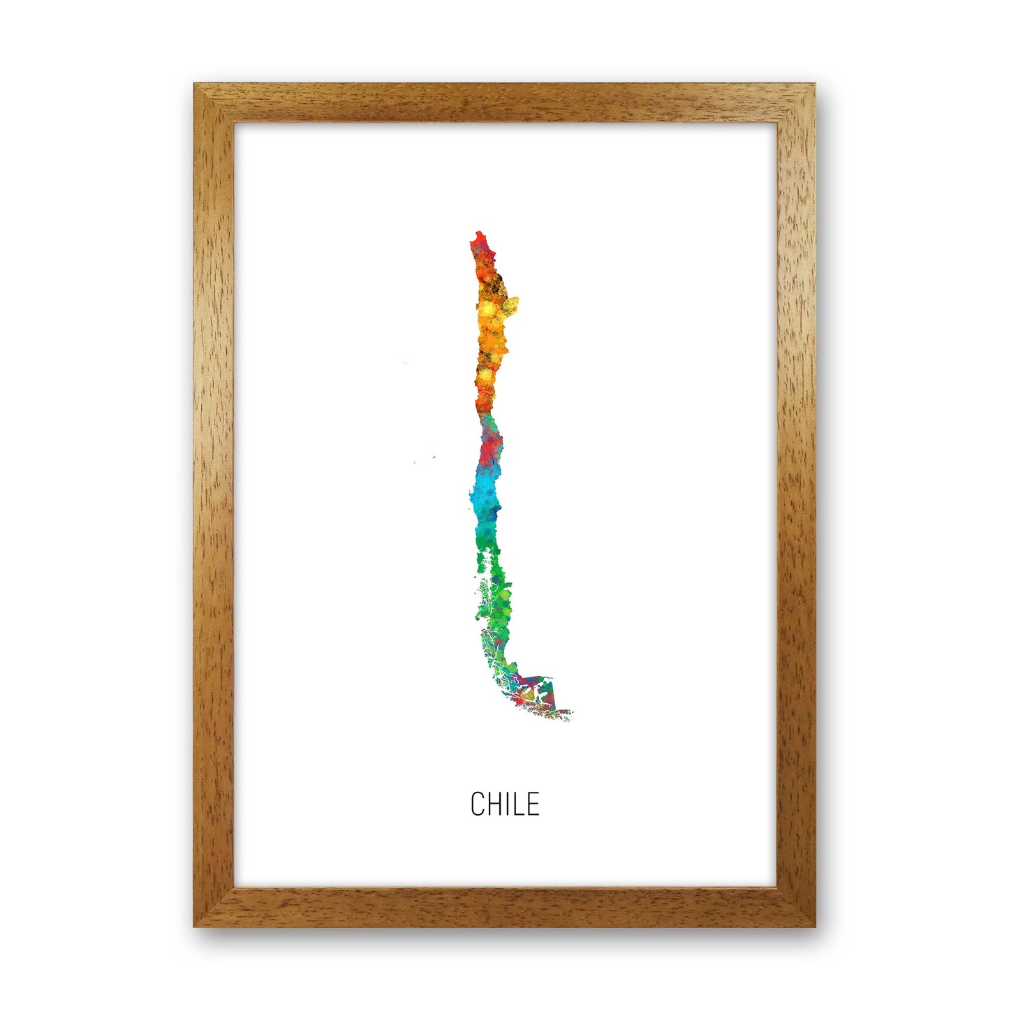 Chile Watercolour Map Art Print by Michael Tompsett Oak Grain