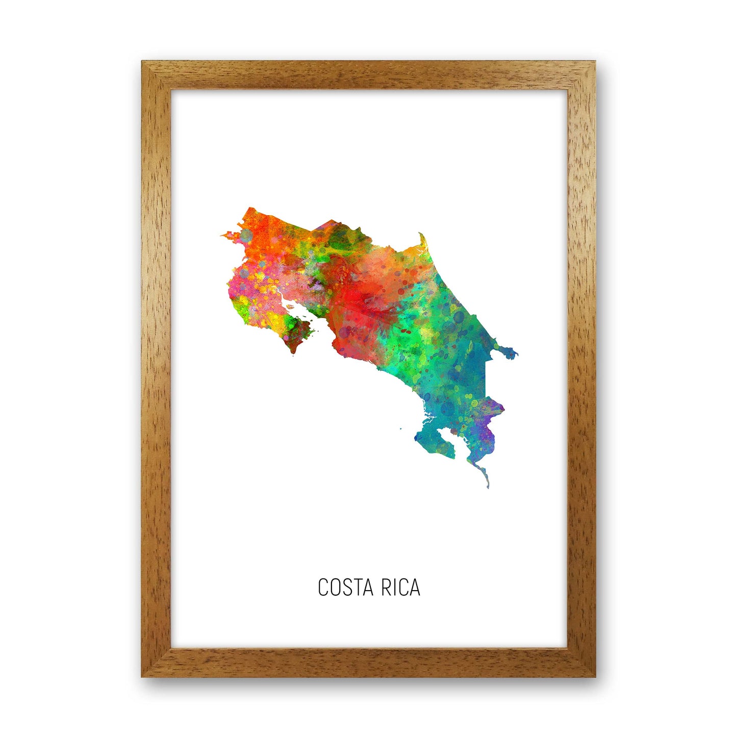 Costa Rica Watercolour Map Art Print by Michael Tompsett Oak Grain