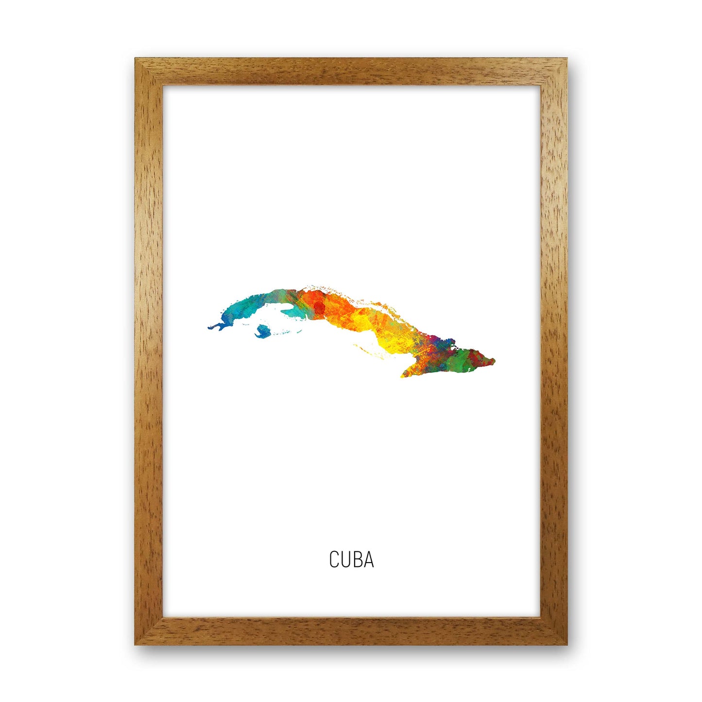 Cuba Watercolour Map Art Print by Michael Tompsett Oak Grain