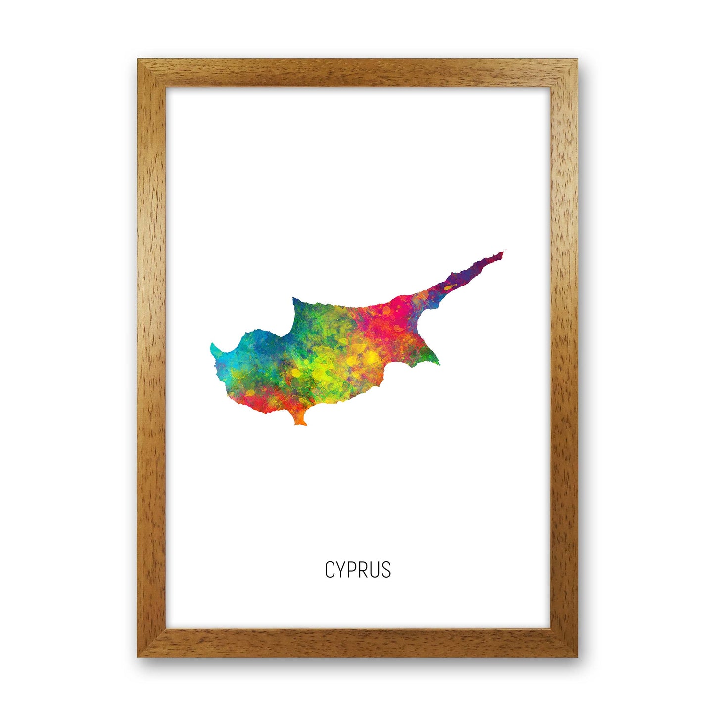 Cyprus Watercolour Map Art Print by Michael Tompsett Oak Grain