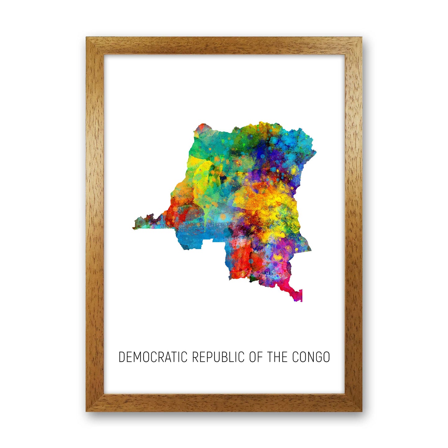 Democratic Republic Of The Congo Watercolour Map by Michael Tompsett Oak Grain