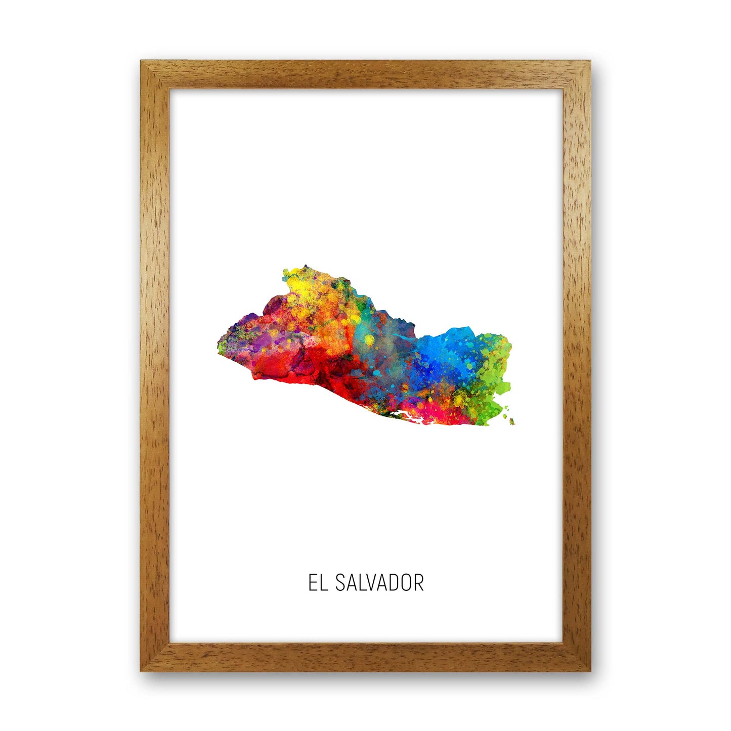 El Salvador Watercolour Map Art Print by Michael Tompsett Oak Grain