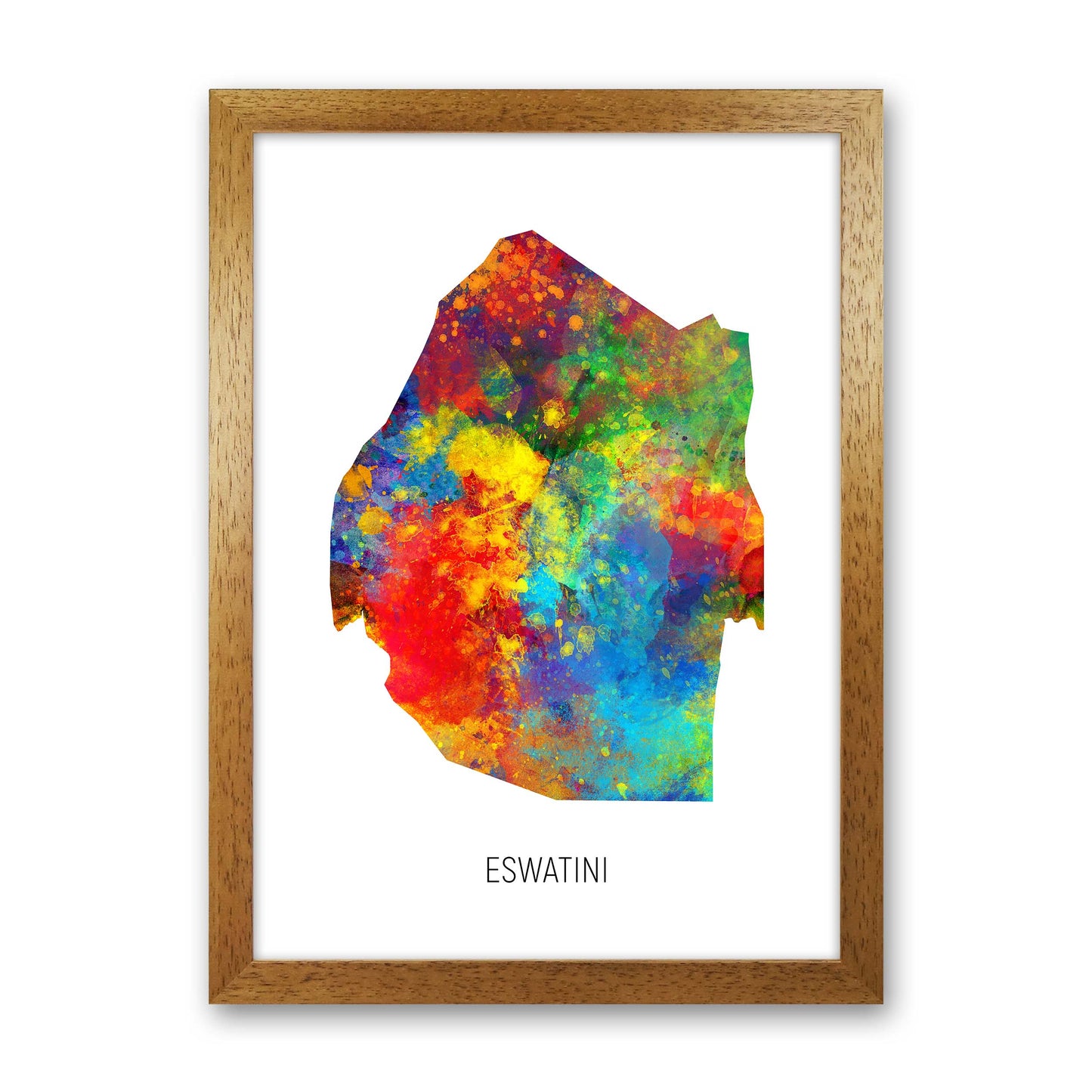Eswatini Watercolour Map Art Print by Michael Tompsett Oak Grain