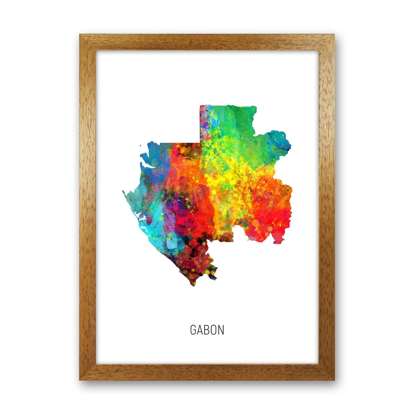 Gabon Watercolour Map Art Print by Michael Tompsett Oak Grain