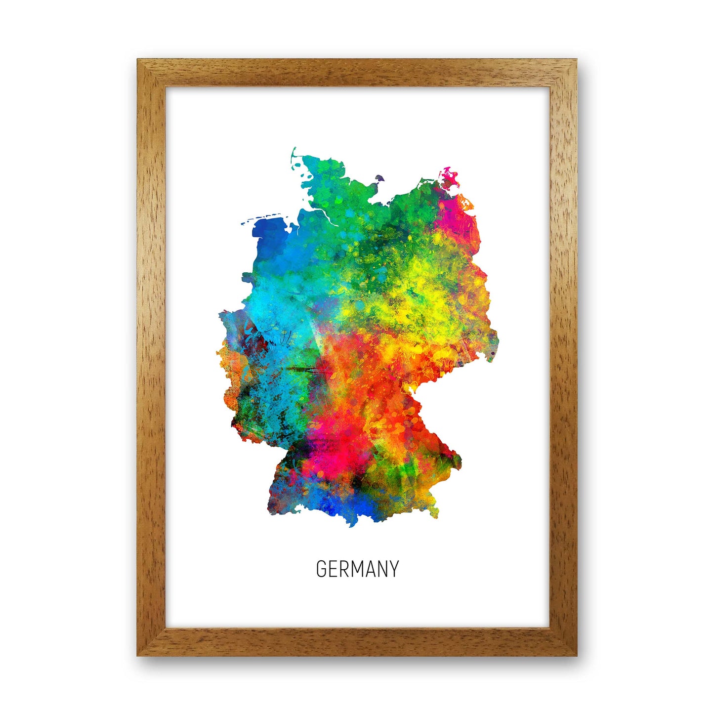Germany Watercolour Map Art Print by Michael Tompsett Oak Grain