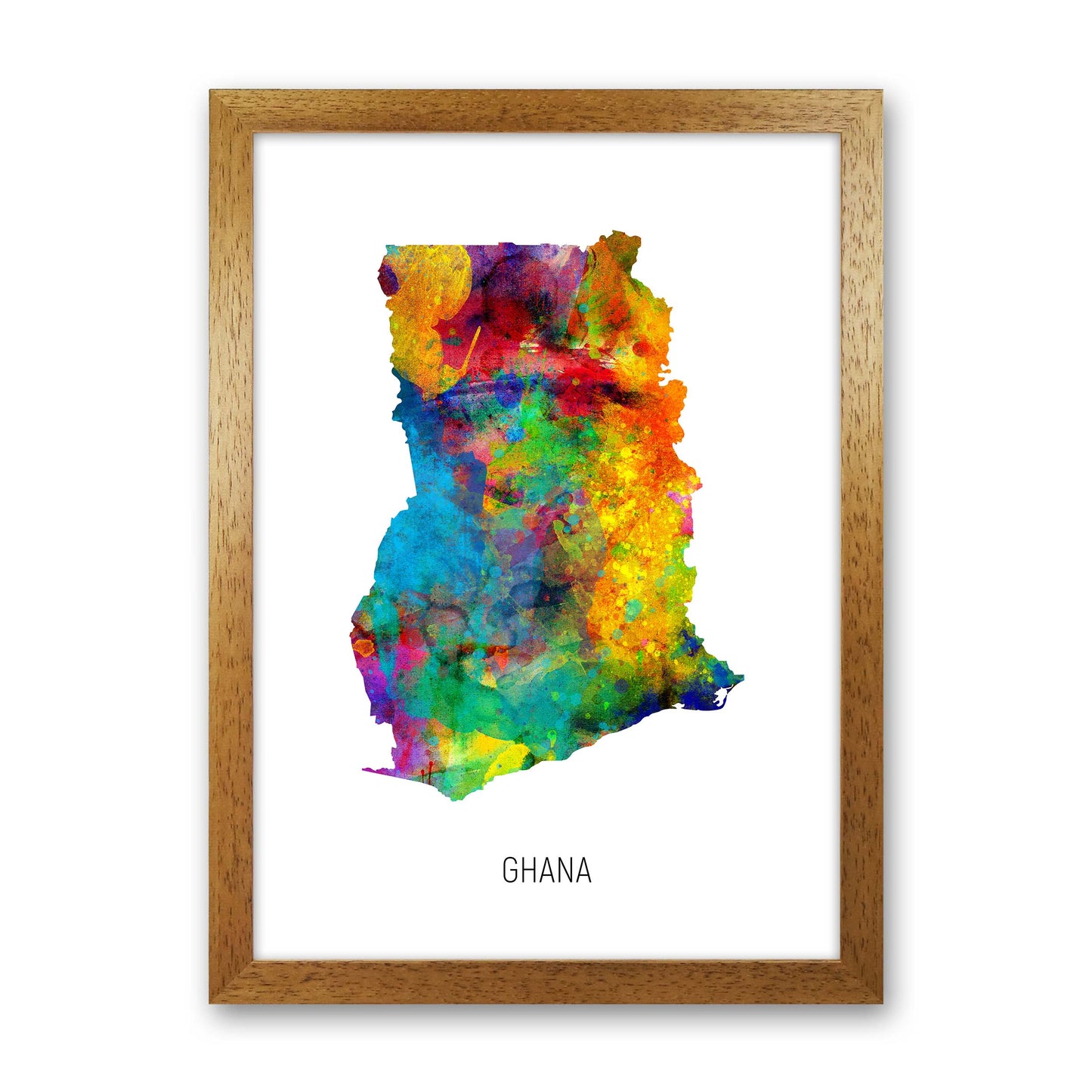 Ghana Watercolour Map Art Print by Michael Tompsett Oak Grain