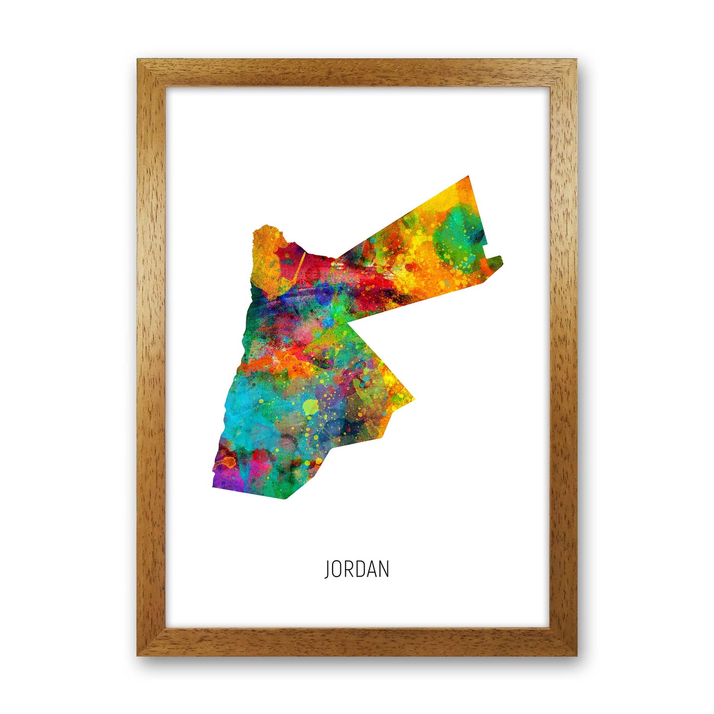 Jordan Watercolour Map Art Print by Michael Tompsett Oak Grain