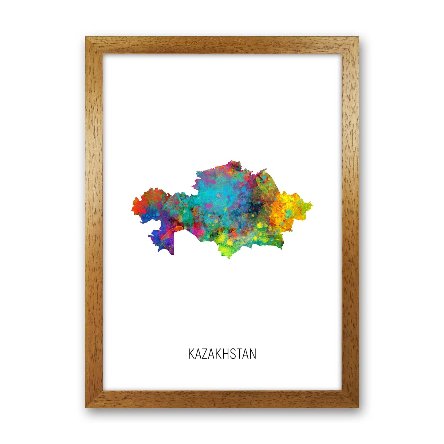 Kazakhstan Watercolour Map Art Print by Michael Tompsett Oak Grain