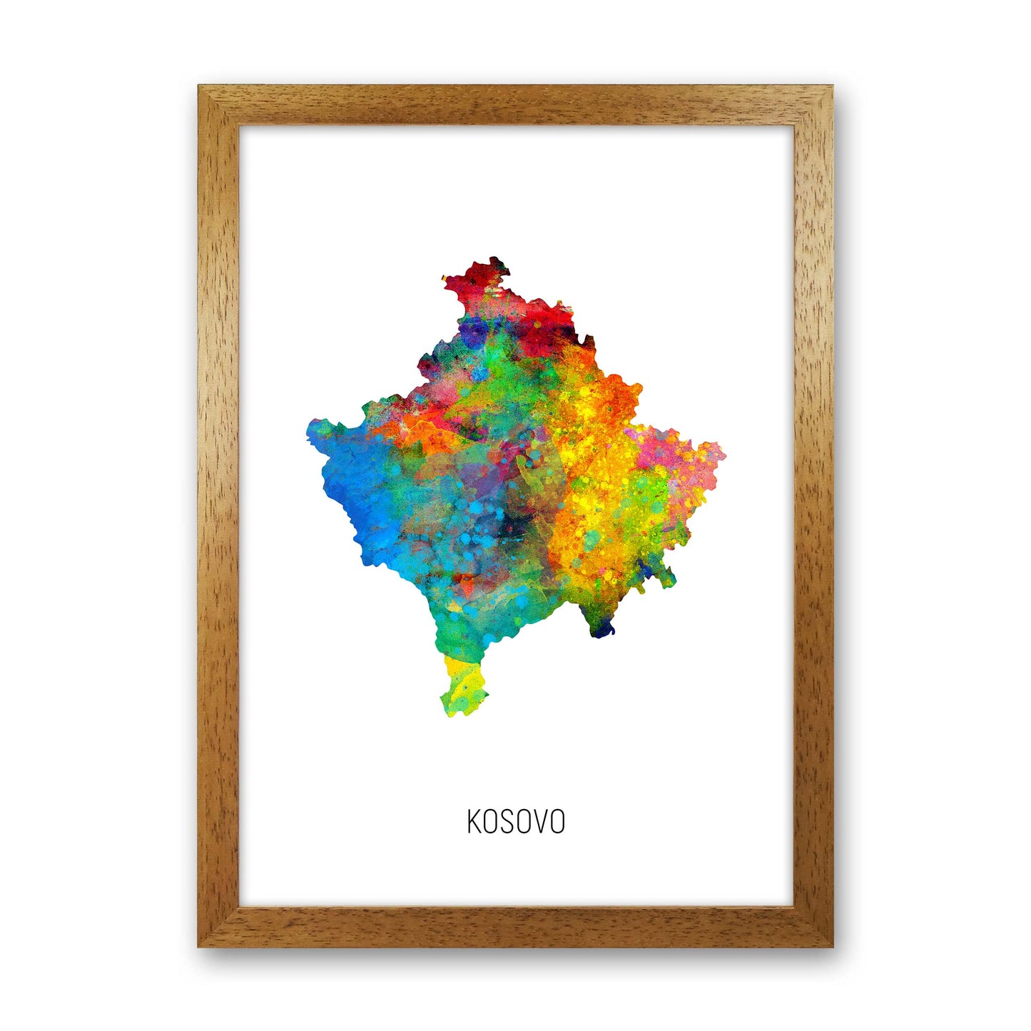 Kosovo Watercolour Map Art Print by Michael Tompsett Oak Grain