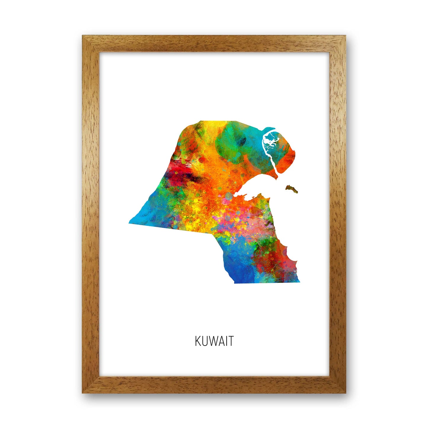 Kuwait Watercolour Map Art Print by Michael Tompsett Oak Grain