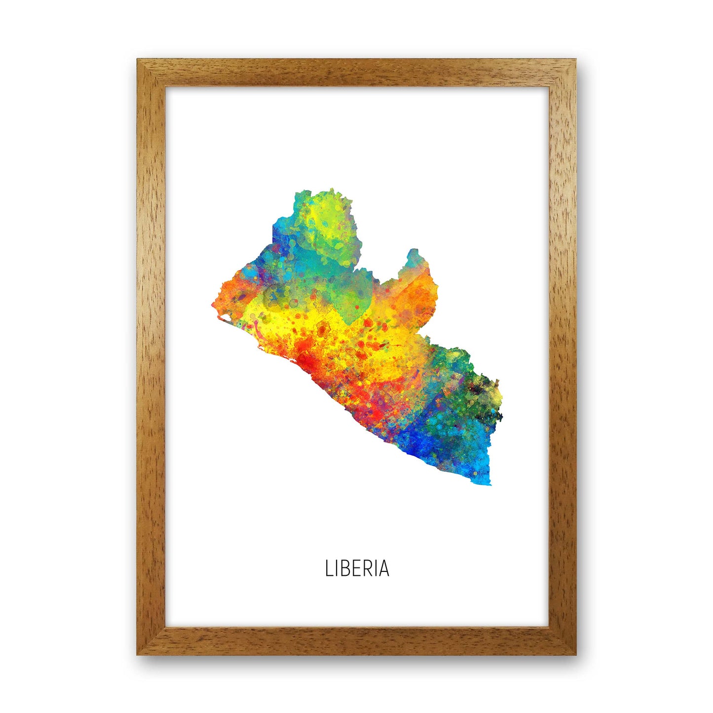 Liberia Watercolour Map Art Print by Michael Tompsett Oak Grain