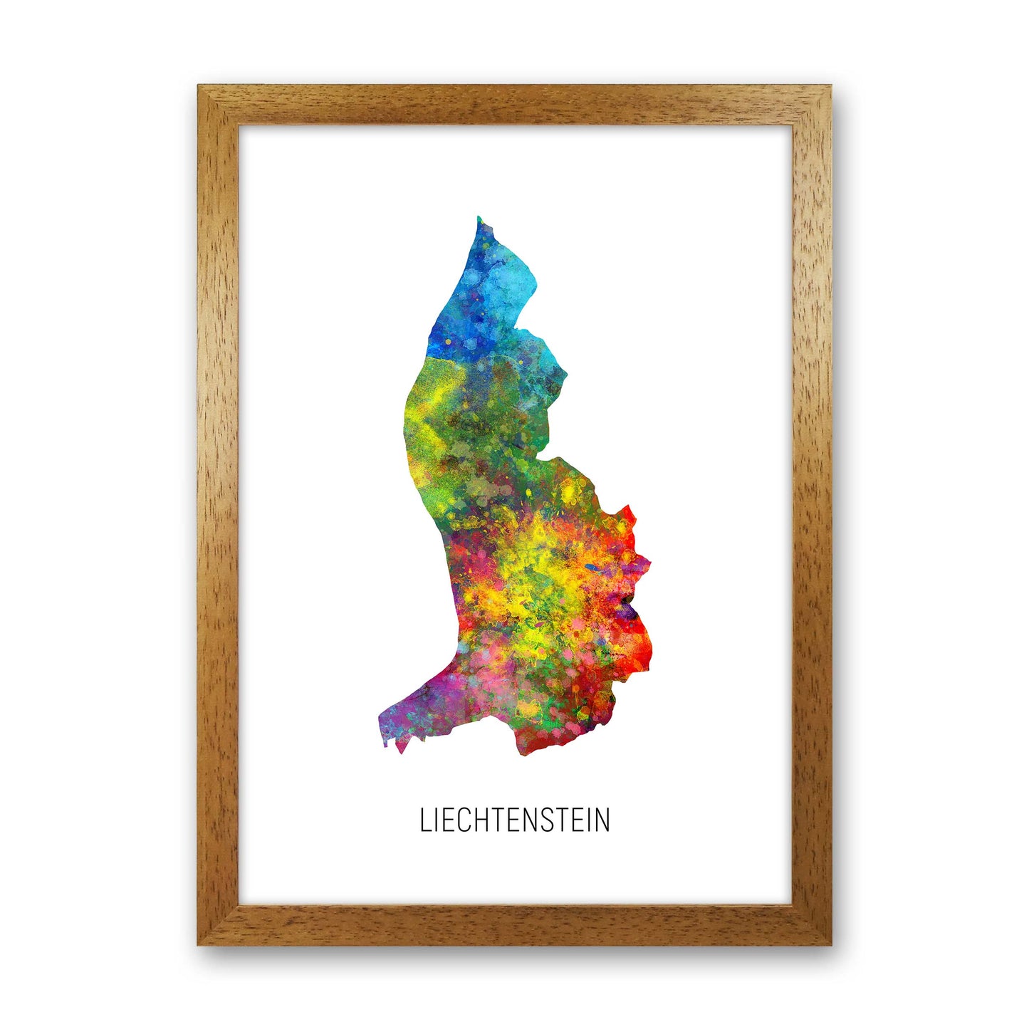 Liechtenstein Watercolour Map Art Print by Michael Tompsett Oak Grain