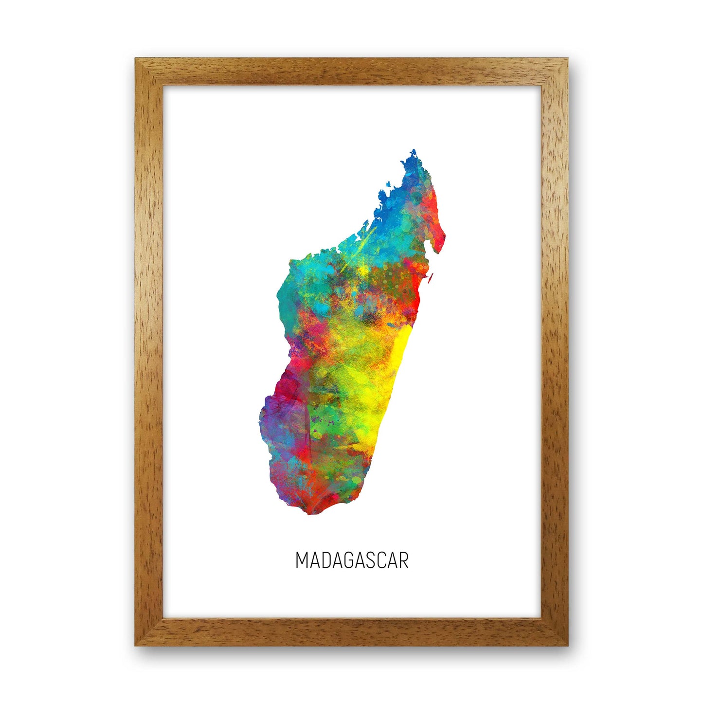 Madagascar Watercolour Map Art Print by Michael Tompsett Oak Grain