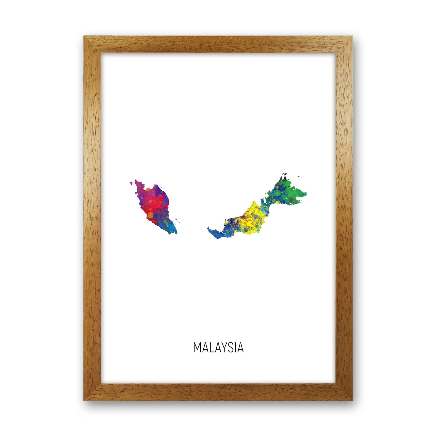 Malaysia Watercolour Map Art Print by Michael Tompsett Oak Grain
