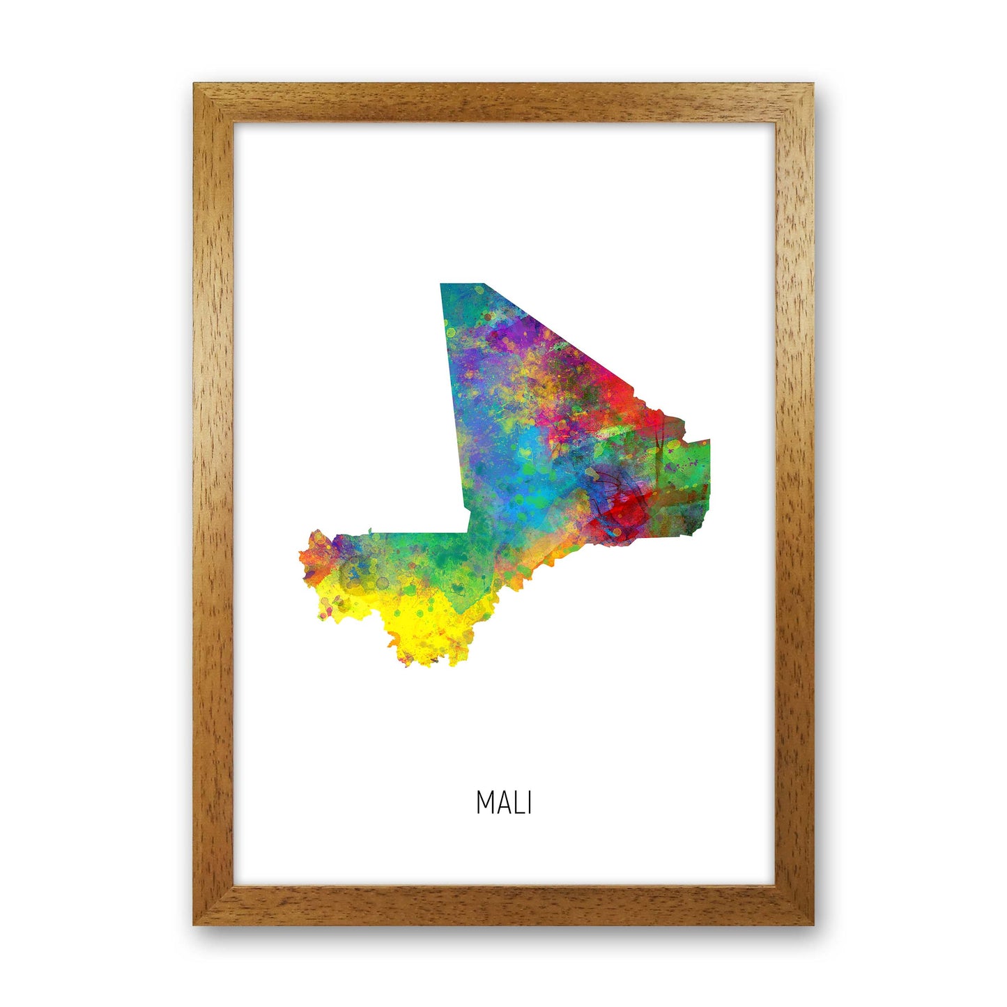 Mali Watercolour Map Art Print by Michael Tompsett Oak Grain