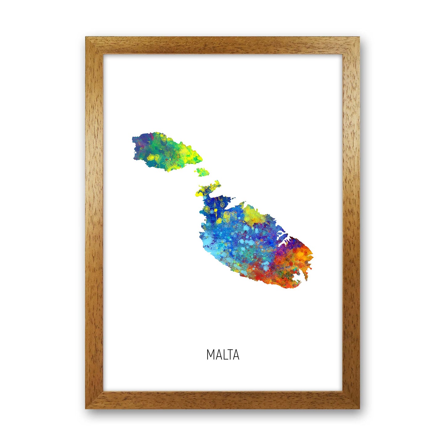 Malta Watercolour Map Art Print by Michael Tompsett Oak Grain