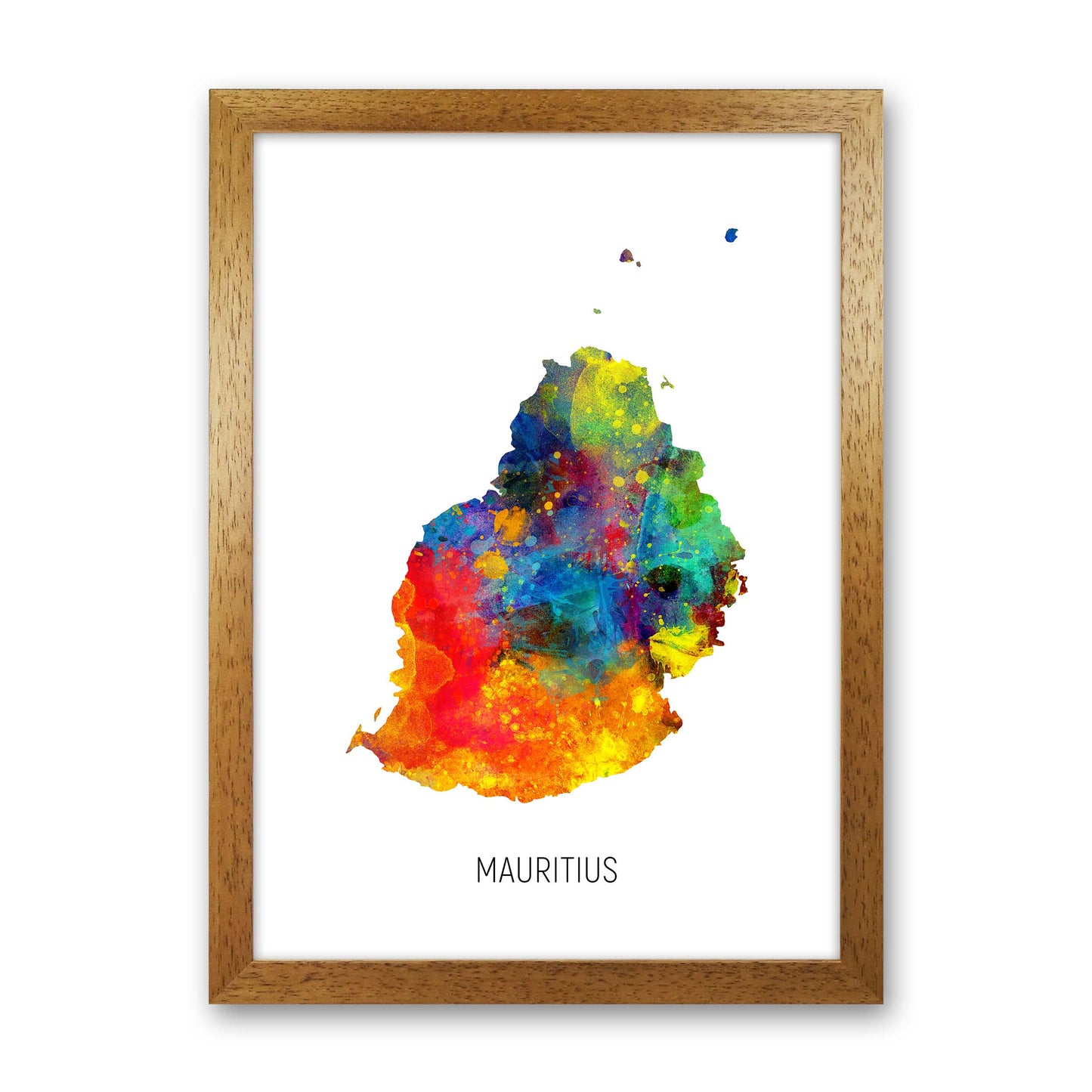 Mauritius Watercolour Map Art Print by Michael Tompsett Oak Grain
