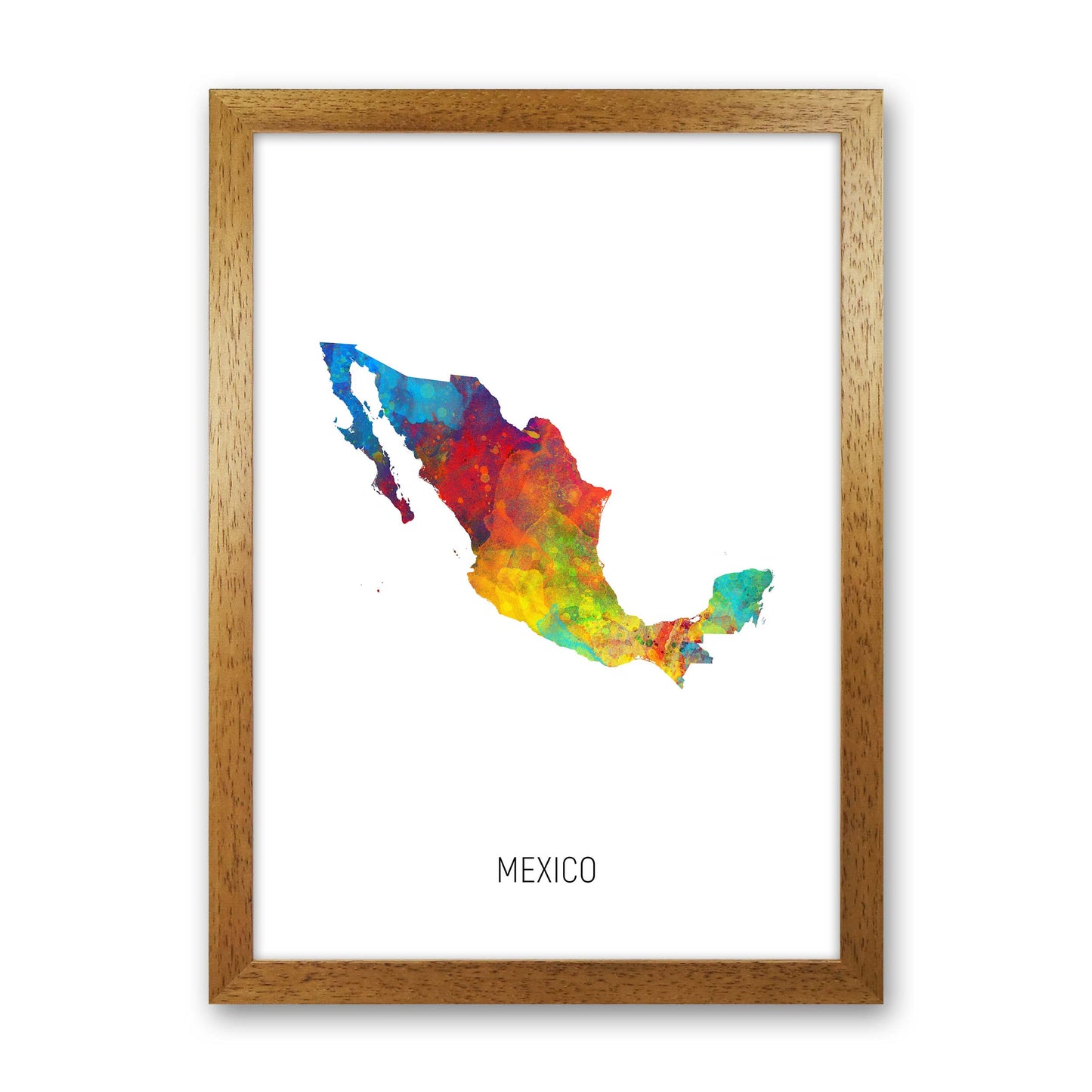 Mexico Watercolour Map Art Print by Michael Tompsett Oak Grain