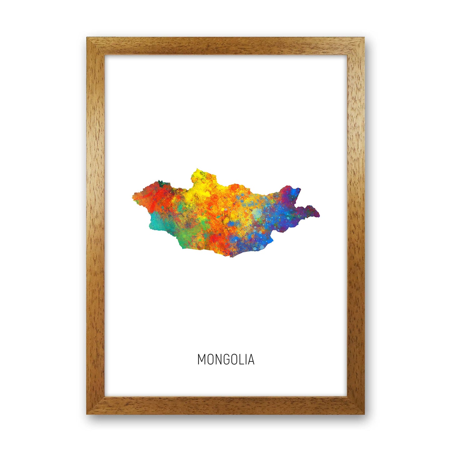 Mongolia Watercolour Map Art Print by Michael Tompsett Oak Grain