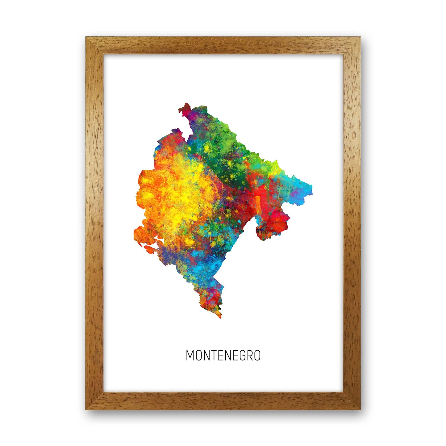 Montenegro Watercolour Map Art Print by Michael Tompsett Oak Grain