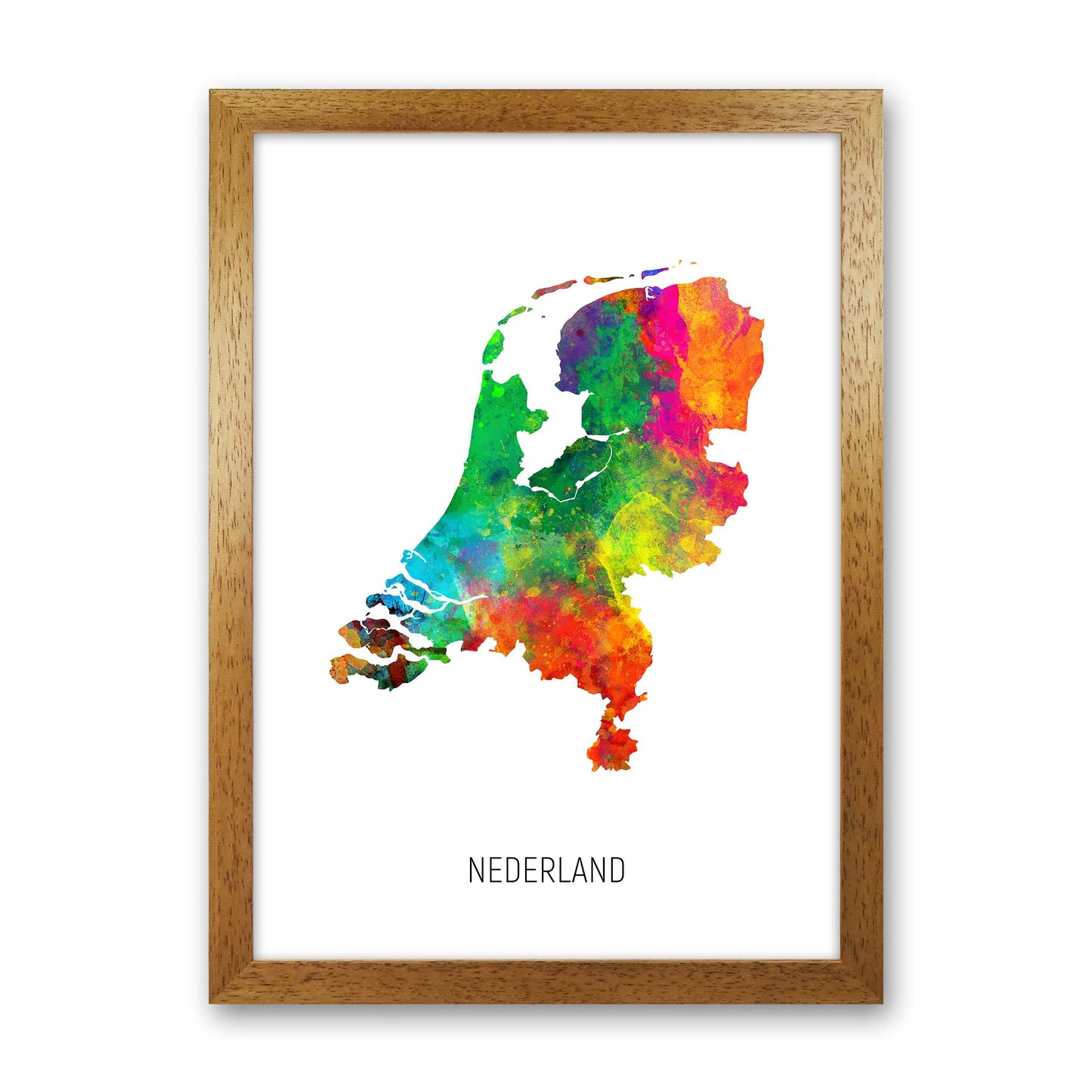 Nederland Watercolour Map Art Print by Michael Tompsett Oak Grain