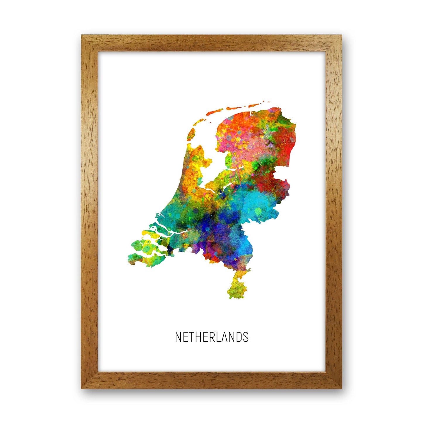 Netherlands Watercolour Map Art Print by Michael Tompsett Oak Grain