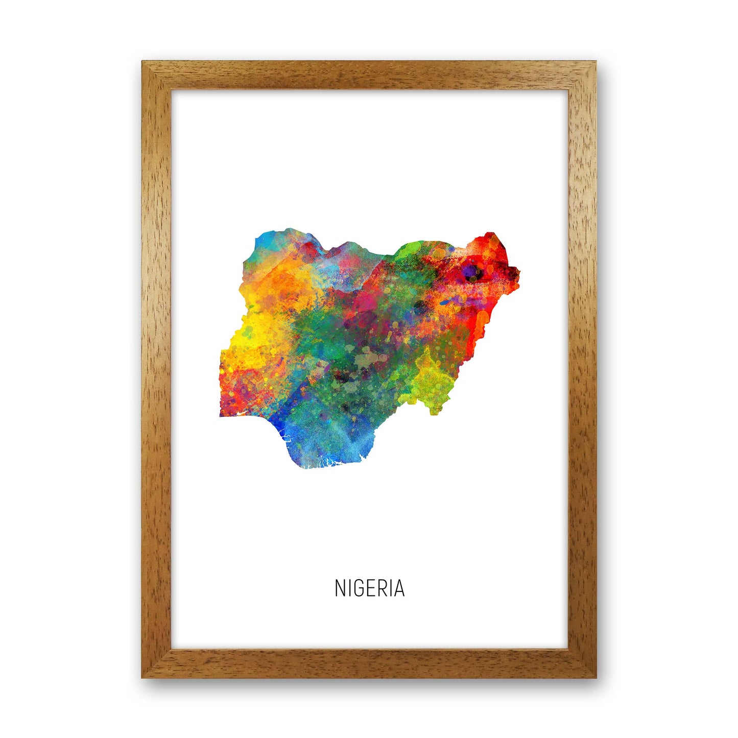 Nigeria Watercolour Map Art Print by Michael Tompsett Oak Grain