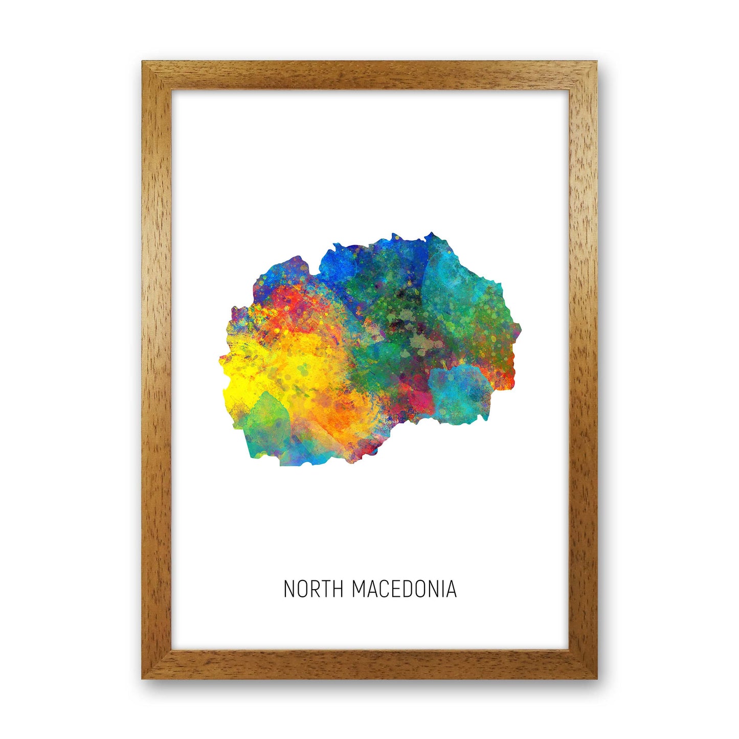 North Macedonia Watercolour Map Art Print by Michael Tompsett Oak Grain