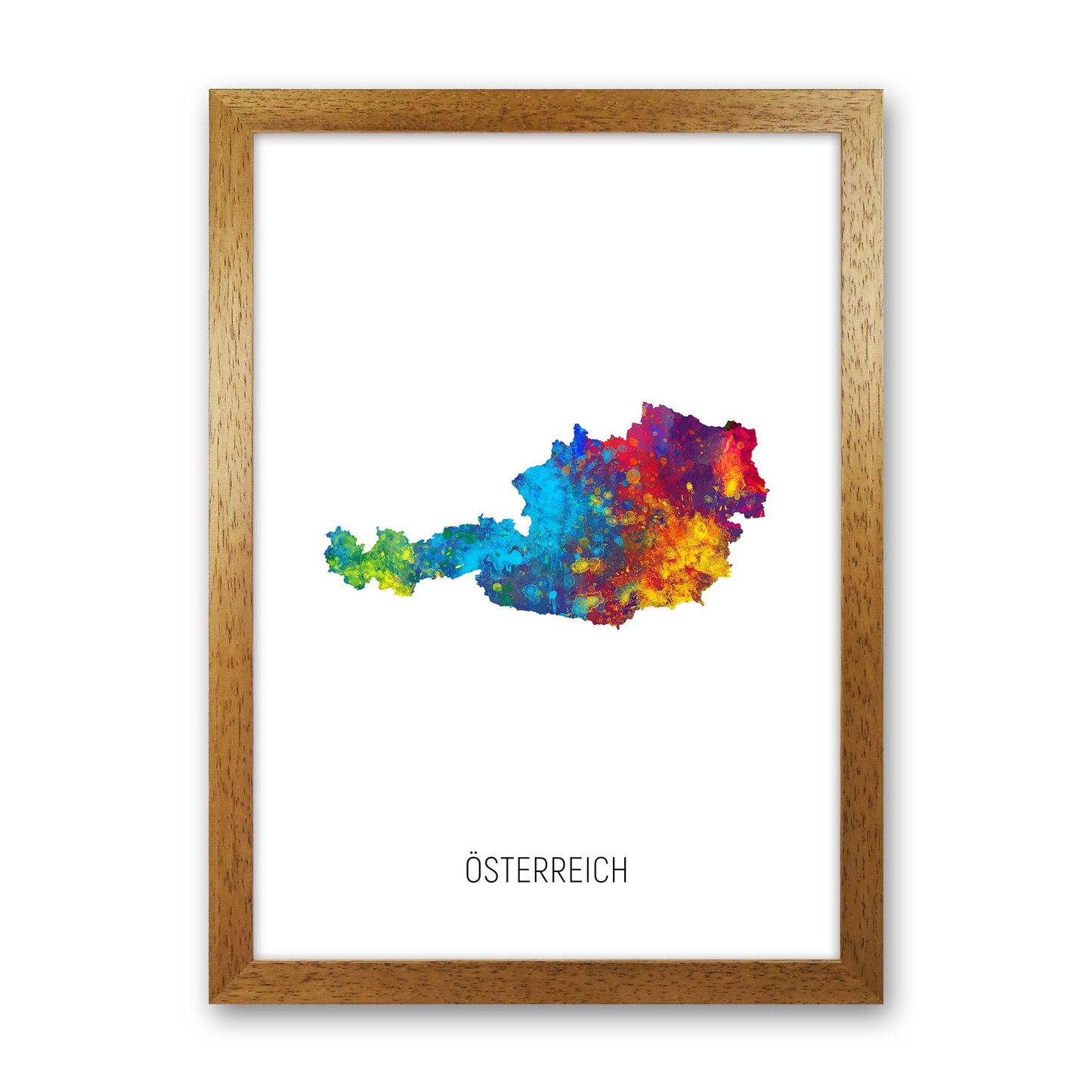 Osterreich Watercolour Map Art Print by Michael Tompsett Oak Grain