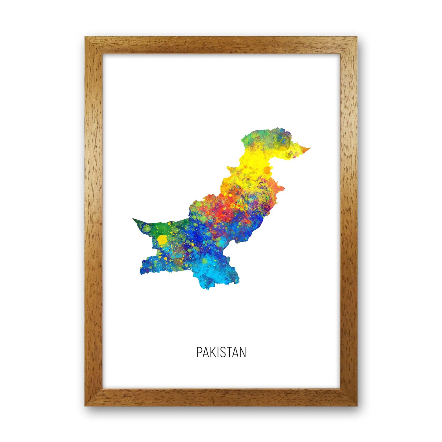 Pakistan Watercolour Map Art Print by Michael Tompsett Oak Grain