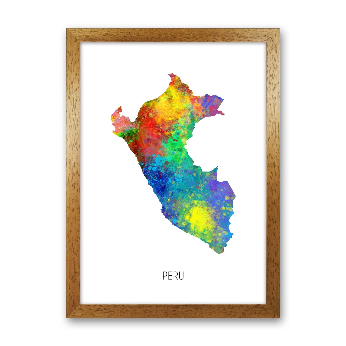 Peru Watercolour Map Art Print by Michael Tompsett Oak Grain