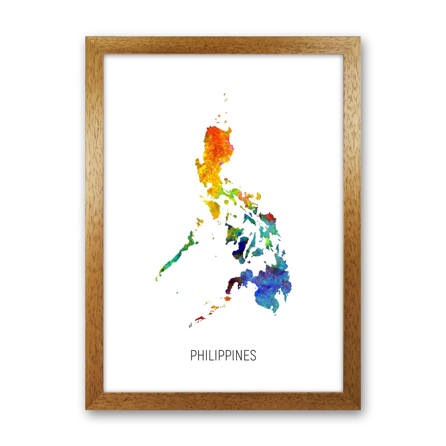 Philippines Watercolour Map Art Print by Michael Tompsett Oak Grain