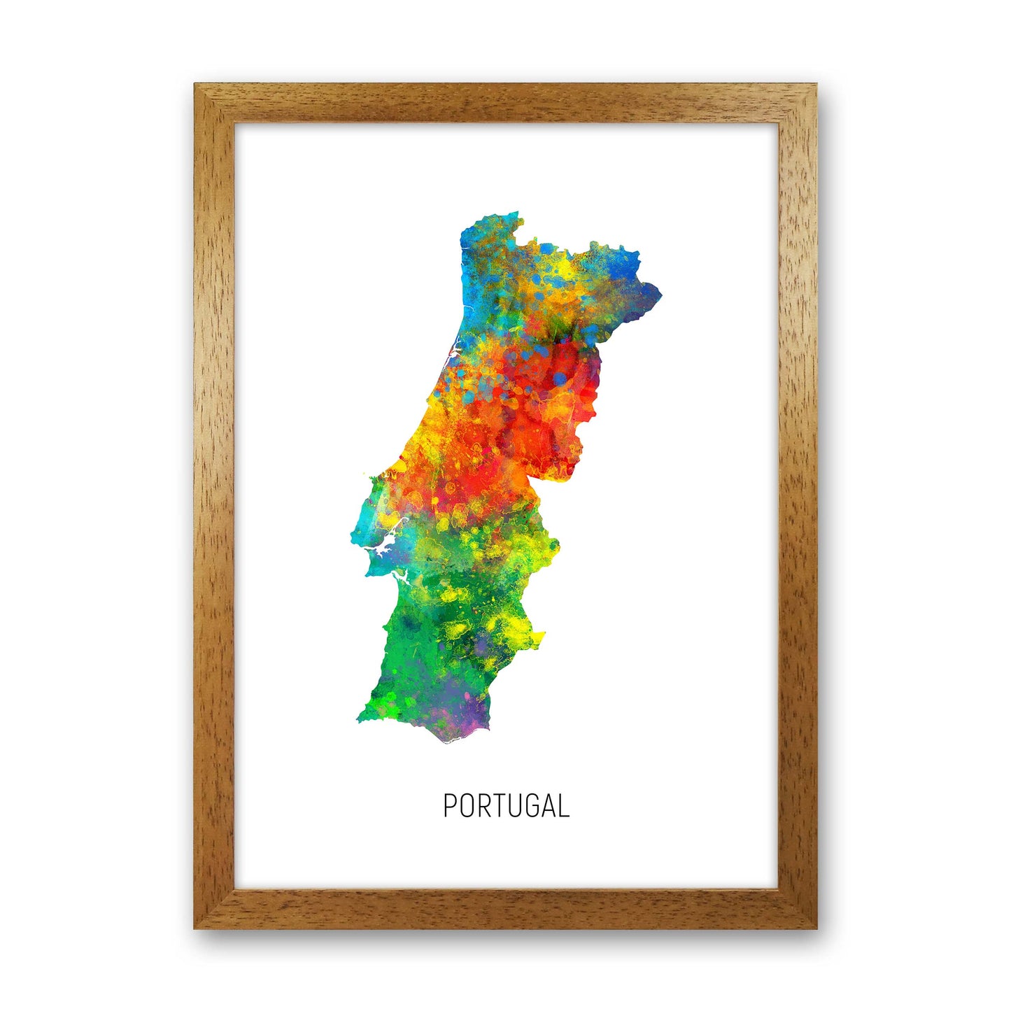Portugal Watercolour Map Art Print by Michael Tompsett Oak Grain
