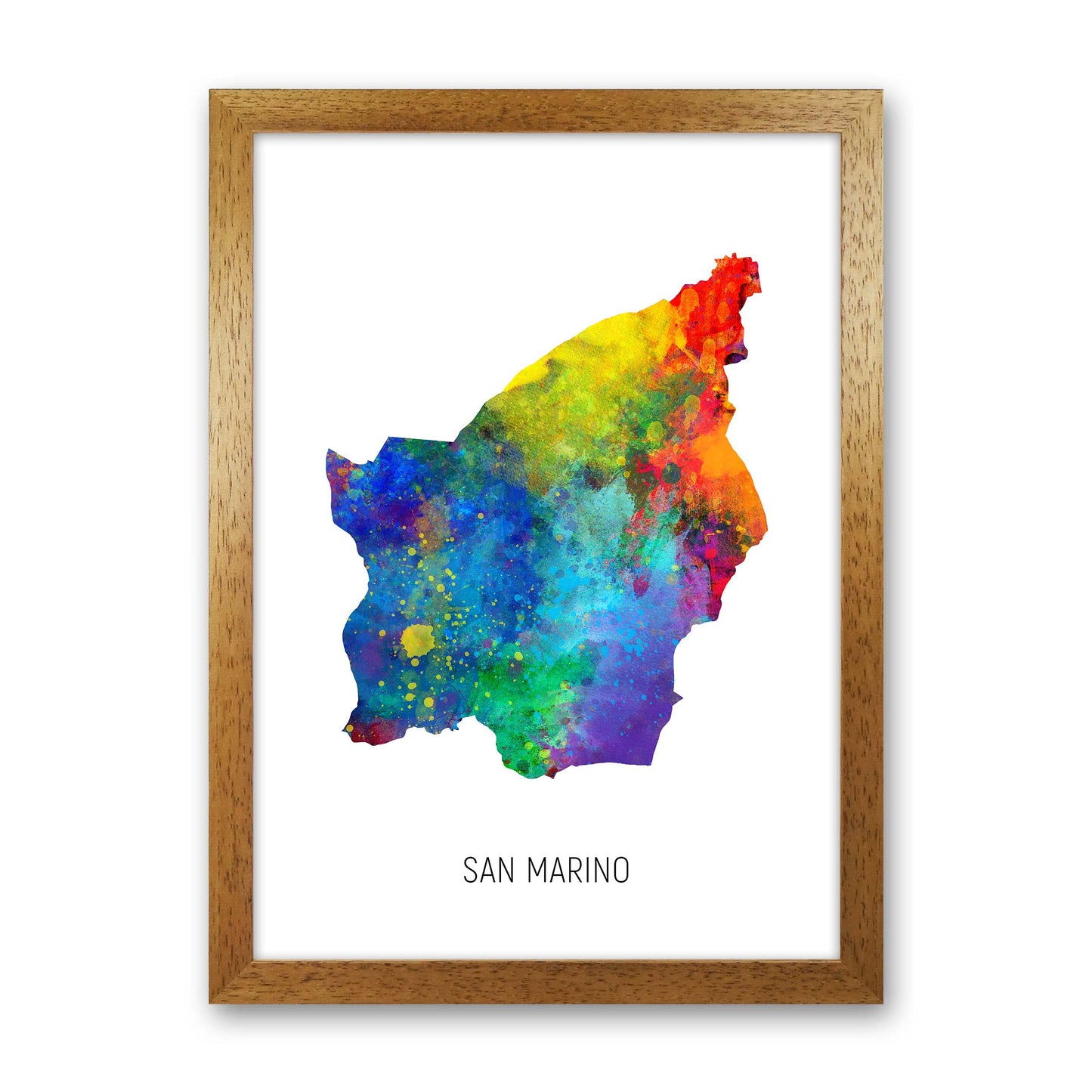 San Marino Watercolour Map Art Print by Michael Tompsett Oak Grain