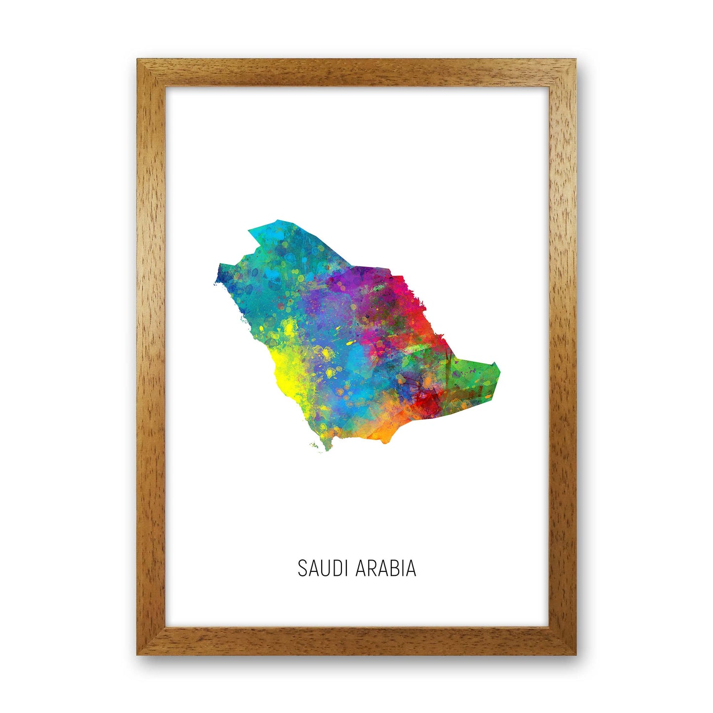 Saudi Arabia Watercolour Map Art Print by Michael Tompsett Oak Grain