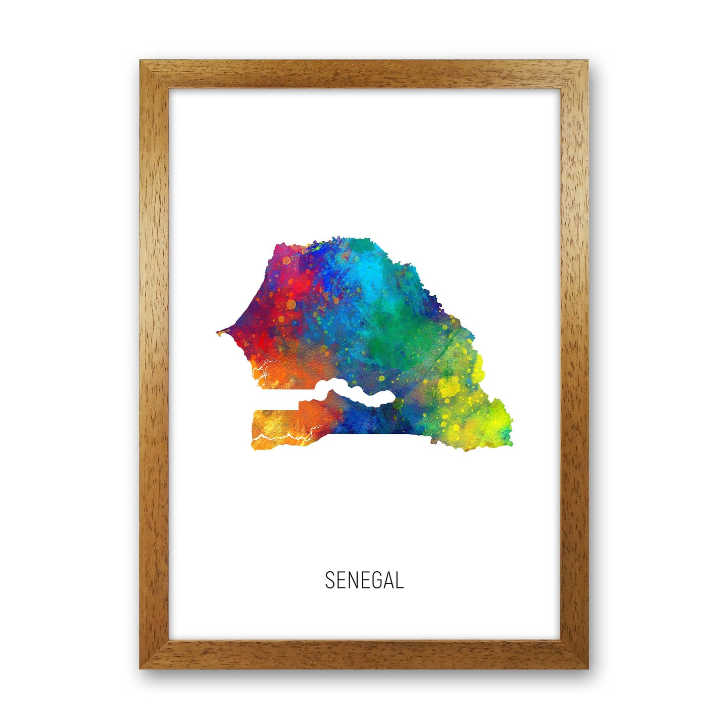 Senegal Watercolour Map Art Print by Michael Tompsett Oak Grain