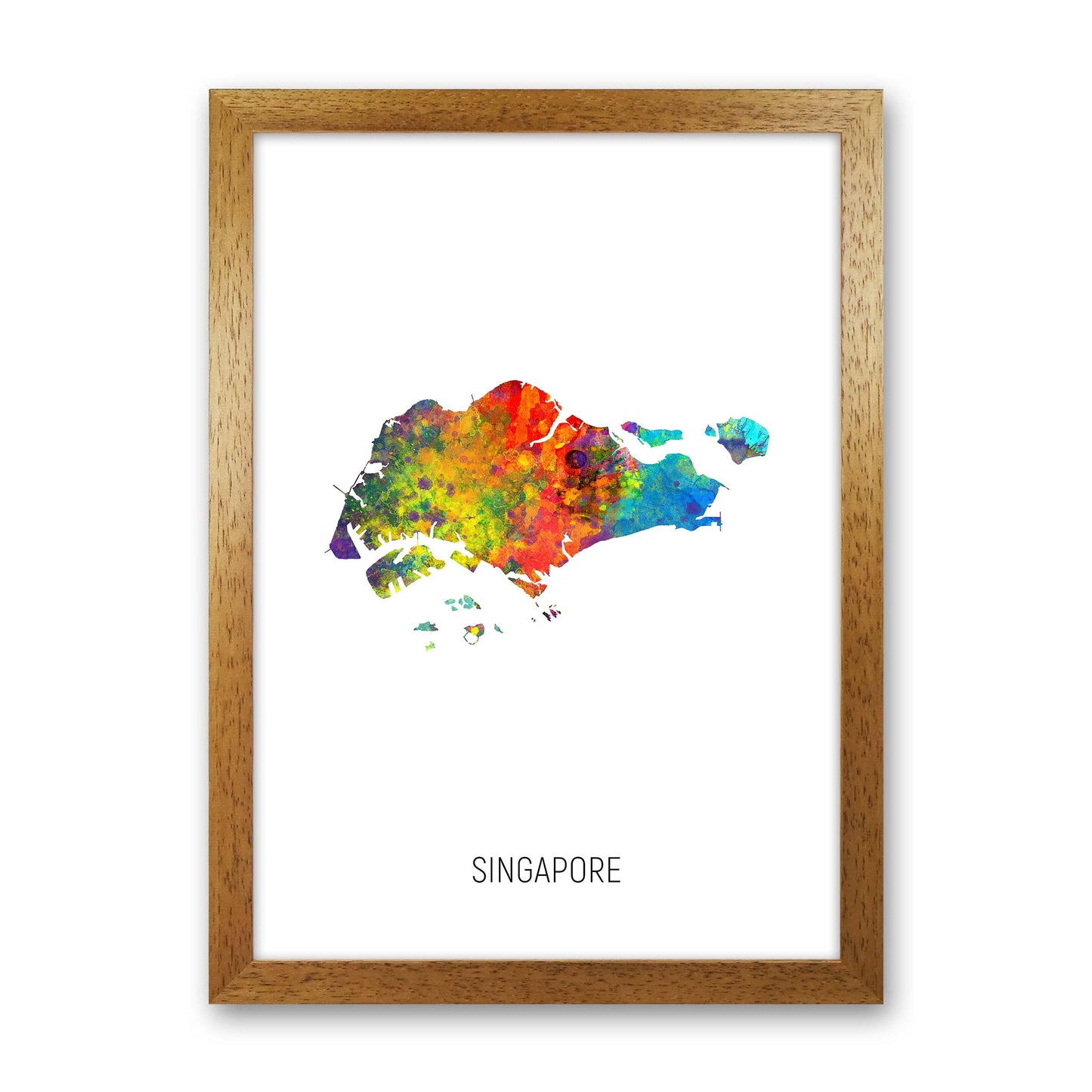 Singapore Watercolour Map Art Print by Michael Tompsett Oak Grain